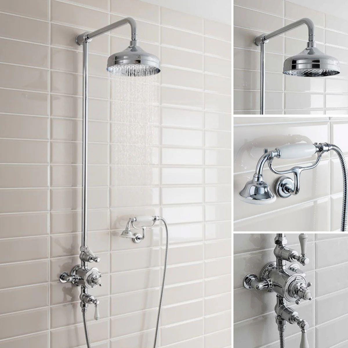 Crosswater Exposed Shower Set Crosswater Belgravia Thermostatic Shower Kit with Fixed Shower Head and Handset with Cradle in Chrome