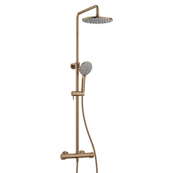 Flova Exposed Shower Set Flova Linea Exposed Thermostatic Shower Valve Set with Adjustable Riser, Rainshower Head and Handset