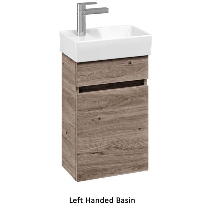 Villeroy & Boch Cloakroom Vanity Unit Oak Kansas / Left Hand Basin Villeroy & Boch Arto Wall Mounted 360mm One Door Cloackroom Vanity Unit with Basin
