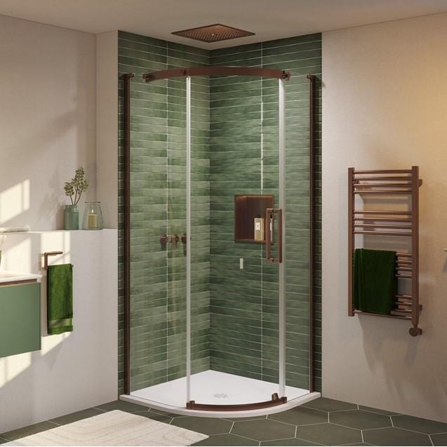 Crosswater Quadrant Shower Enclosure Brushed Bronze / 900 x 900mm / Right Hand Crosswater Optix Single Door Quadrant Shower Enclosure