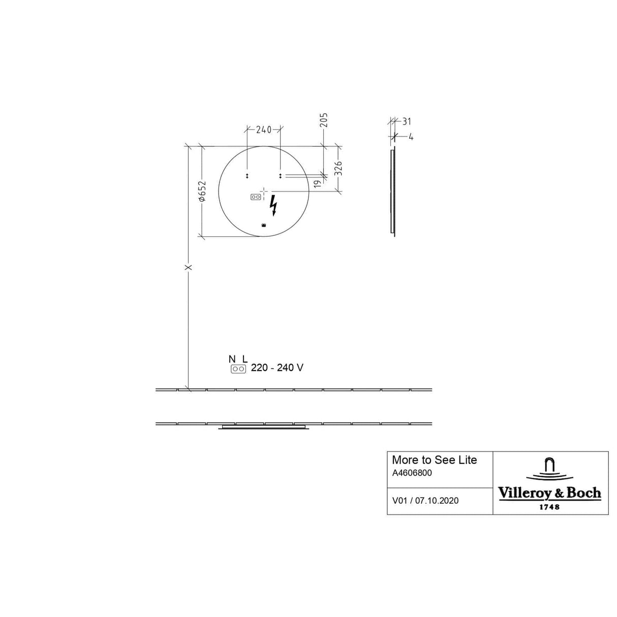 Villeroy & Boch Illuminated Mirror Villeroy & Boch More to See Lite LED Illuminated Round Mirror