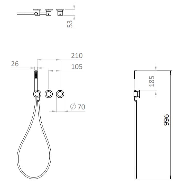 UK Bathroom Store Concealed Shower Set Crosswater Module Plus Shower Set 6 - 2 Outlet with Tranquil Recessed Shower Head and Pencil Handset