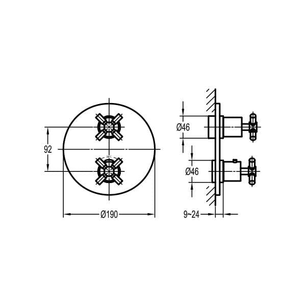 Flova Concealed Shower Valve Flova XL 1, 2 or 3 Outlet SlimBOX Finishing Set in Diamond Chrome