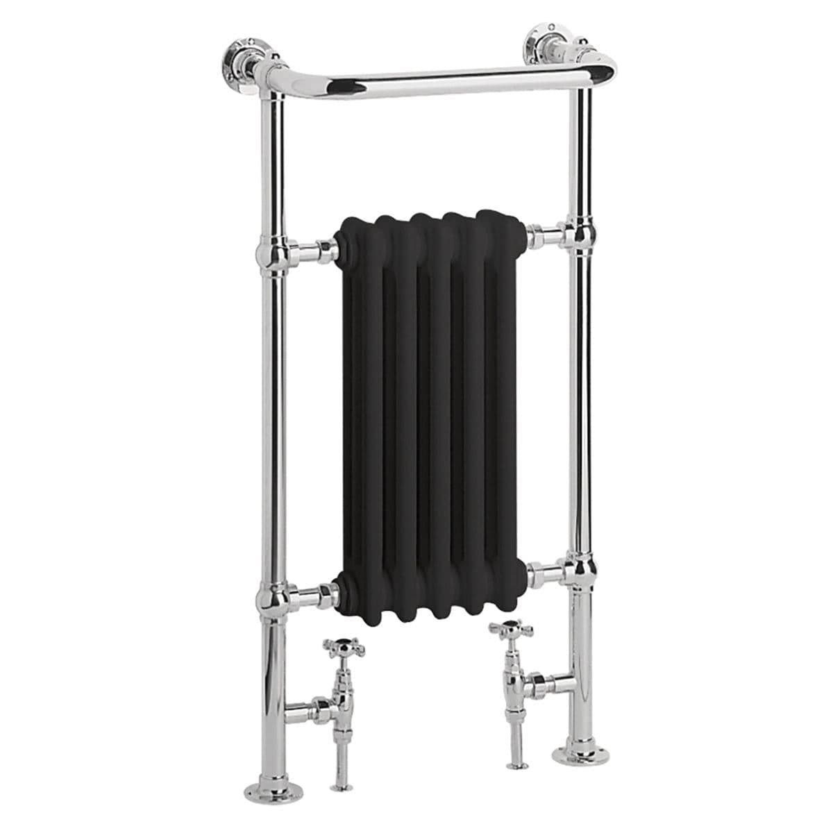 Heritage Traditional Towel Radiator Heritage Baby Clifton Traditional Straight Vertical Heated Towel Radiator - 940 x 498mm - Chrome/Black