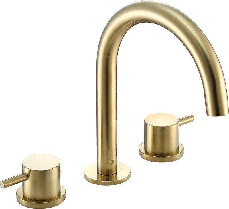 JTP 3 Tap Hole Basin Set Brushed Brass JTP VOS 3 Hole Deck Mounted Basin Mixer Tap