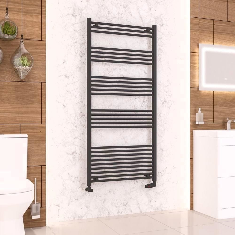 Eastbrook Wendover Straight Vertical Heated Towel Rail in Matt Black