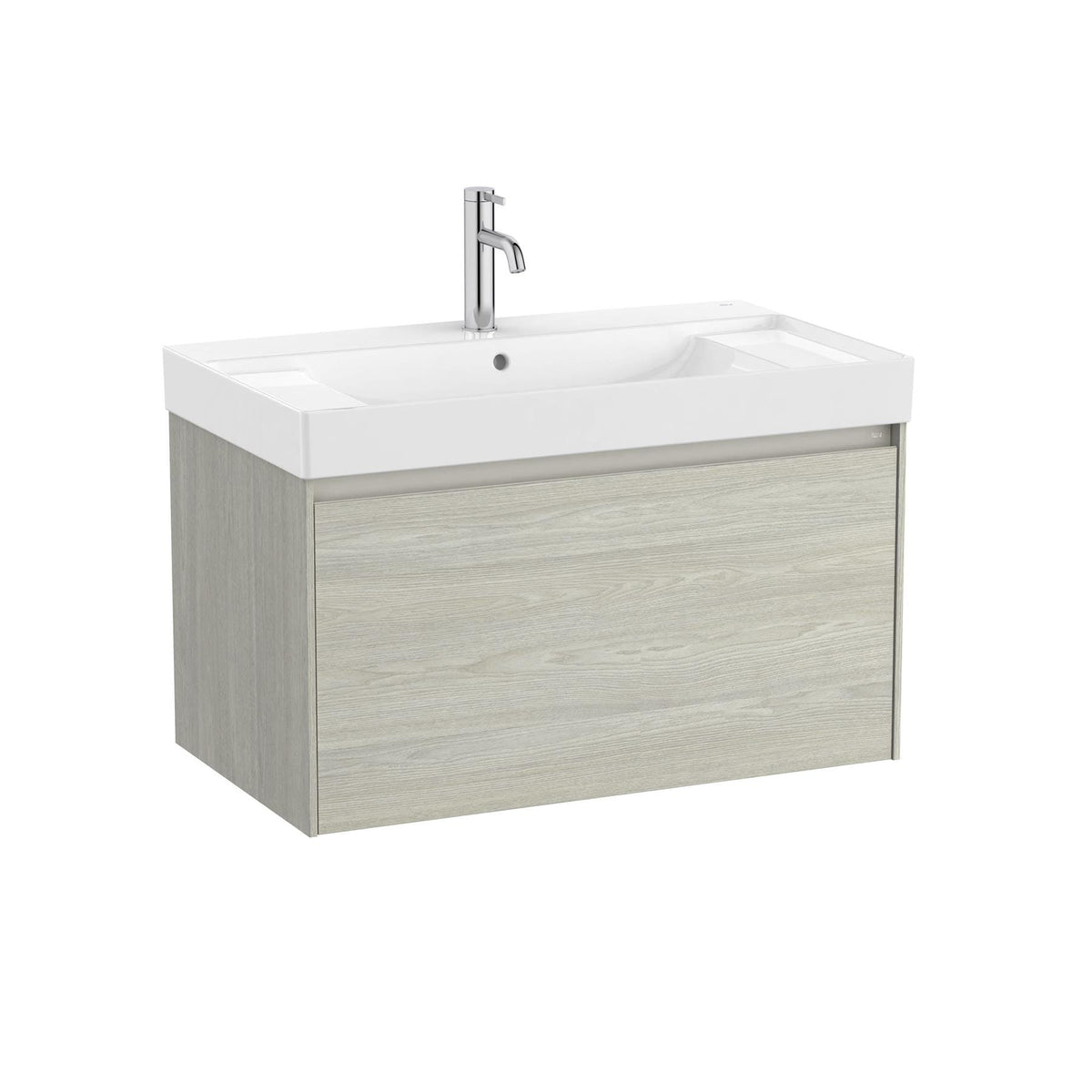Roca Wall Mounted Vanity Unit White Oak / Central Roca Ona 800mm Wall Mounted One Drawer Vanity Unit with Basin