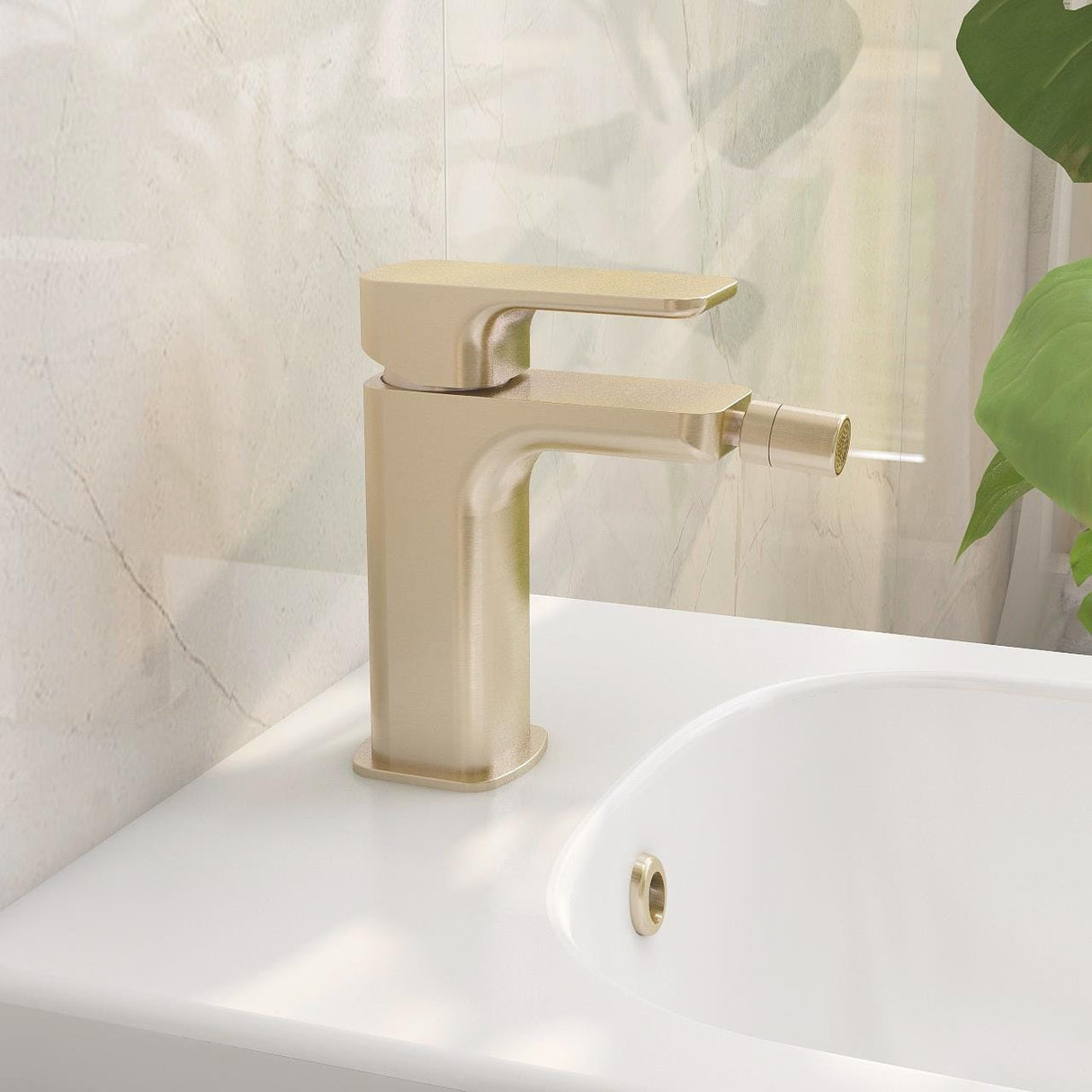 Imex Bidet Tap Brushed Brass Imex Blade Bidet Mixer Tap with Clicker Waste