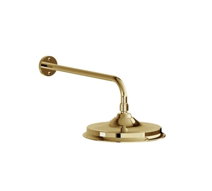 Burlington Fixed Shower Head Gold / 9" Burlington Riviera Fixed AirBurst Shower Head with Wall Mounted Arm