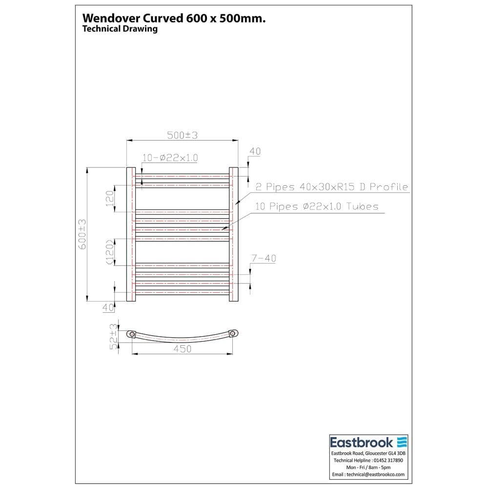 Eastbrook Wendover Curved Vertical Heated Towel Rail in Chrome