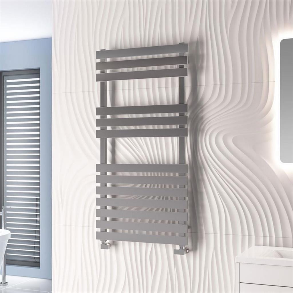 Eastbrook Designer Towel Radiator 1190 x 600 / Central Heating Eastbrook Biava Flat Straight Vertical Towel Rail in Chrome