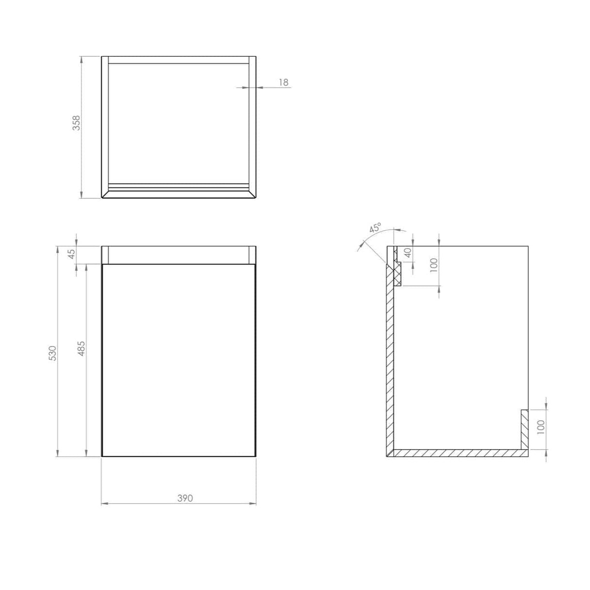 Saneux Wall Mounted Vanity Unit Saneux Uni Vanity Unit With Basin - 400 x 360mm - One Door - Wall Mounted