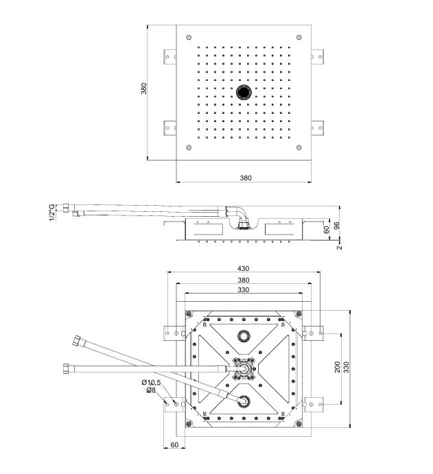 Crosswater Fixed Shower Heads Crosswater MPRO Stream Square Recessed Shower Head