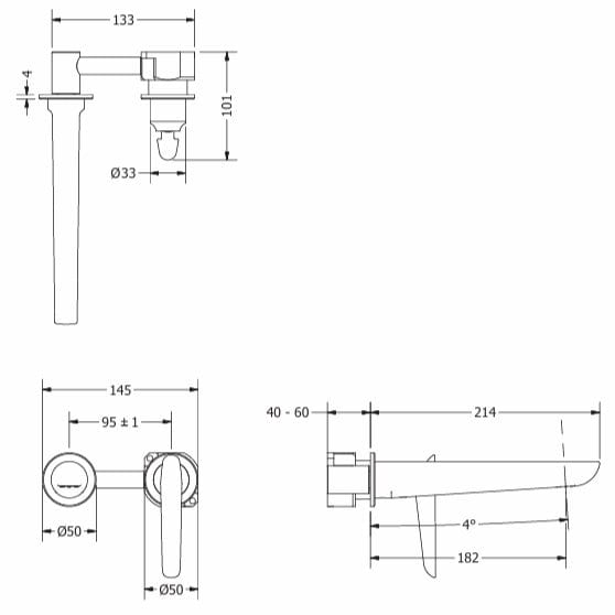 Crosswater Wall Mounted Basin Tap Crosswater Foile 2 Hole Wall Mounted Basin Mixer Tap