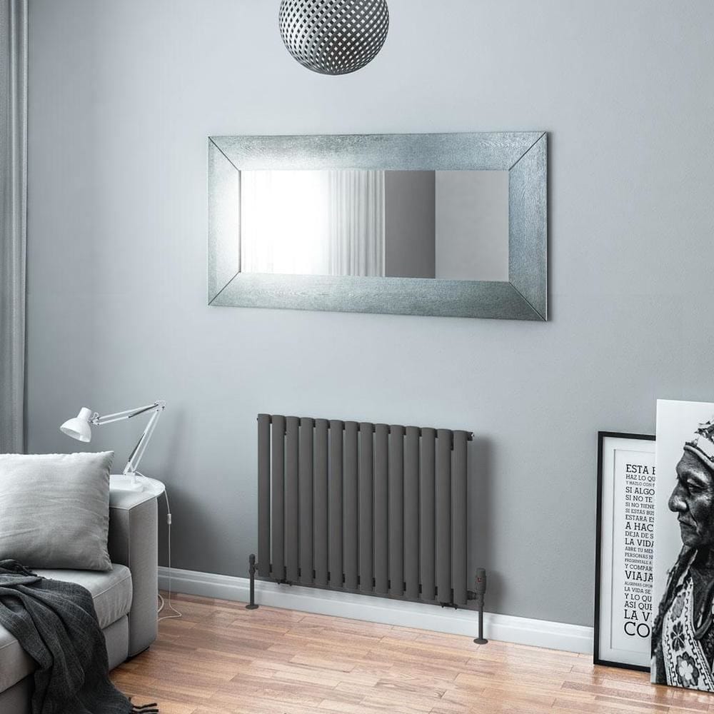 Eastbrook Panel Radiator 600 x 825mm Eastbrook Tunstall Straight Horizontal Designer Radiator in Matt Anthracite