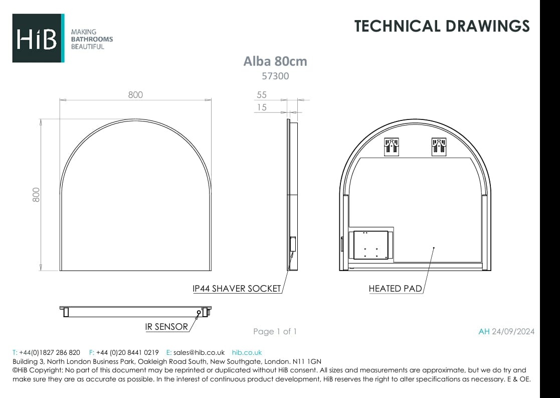 HiB Illuminated Mirror HiB Alba LED Illuminated Mirror