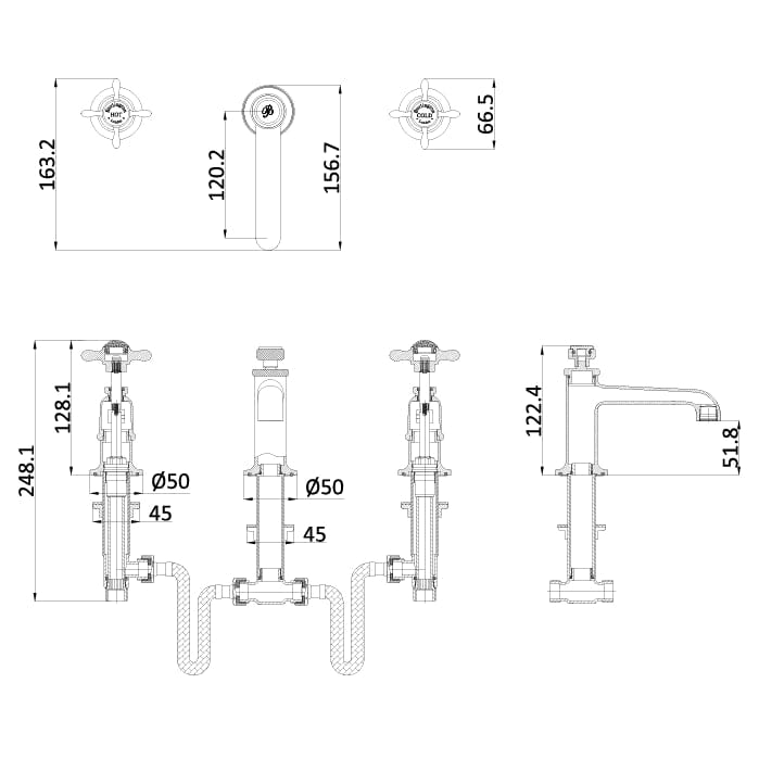 Burlington 3 Tap Hole Basin Set Burlington Guild 3 Hole Basin Mixer Tap