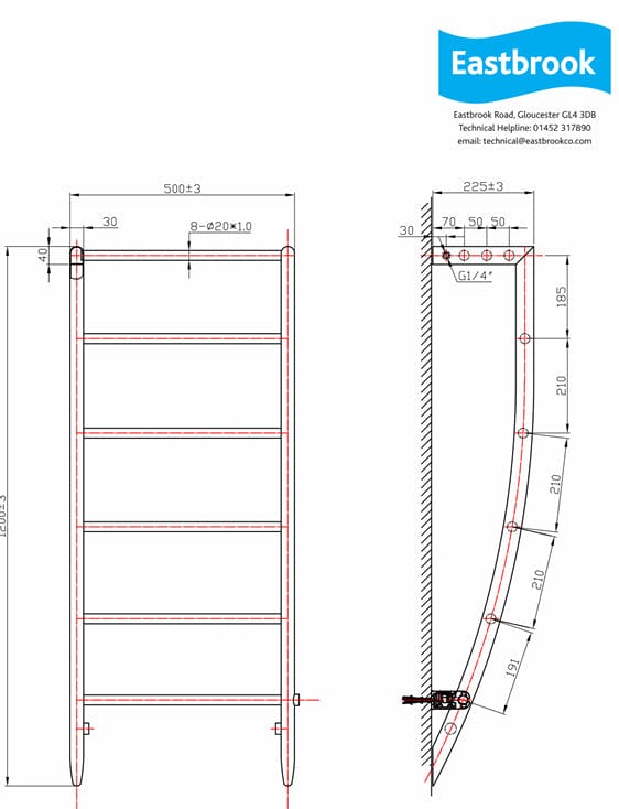 Eastbrook Ladder Rail Eastbrook Biava Corinium Designer Radiator in Chrome