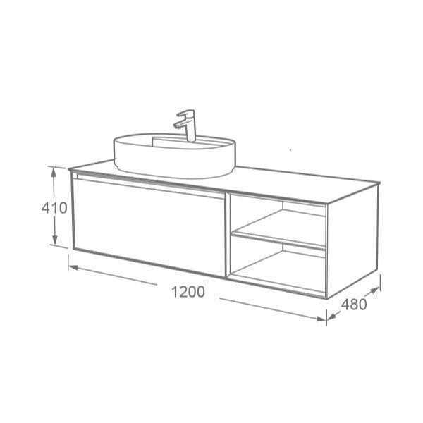Imex Wall Mounted Vanity Unit Imex Essence Wall Mounted 1200mm Single Drawer Vanity Unit with Worktop and 1 Tap Hole Basin