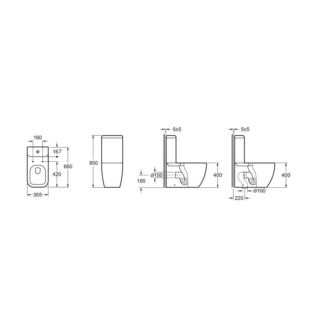 Imex Close Coupled Toilet Imex Essence Rimless Closed Back Close Coupled Toilet with Soft Close Seat