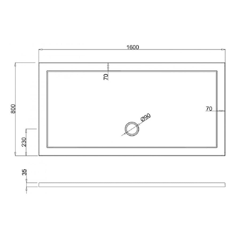 Crosswater Rectangle Shower Tray Crosswater 35mm Anti Slip Acrylic Shower Tray