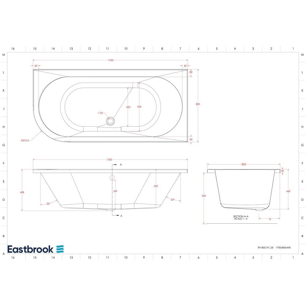 Eastbrook Double Ended Bath Eastbrook Biscay Double Ended Bath with Curved End