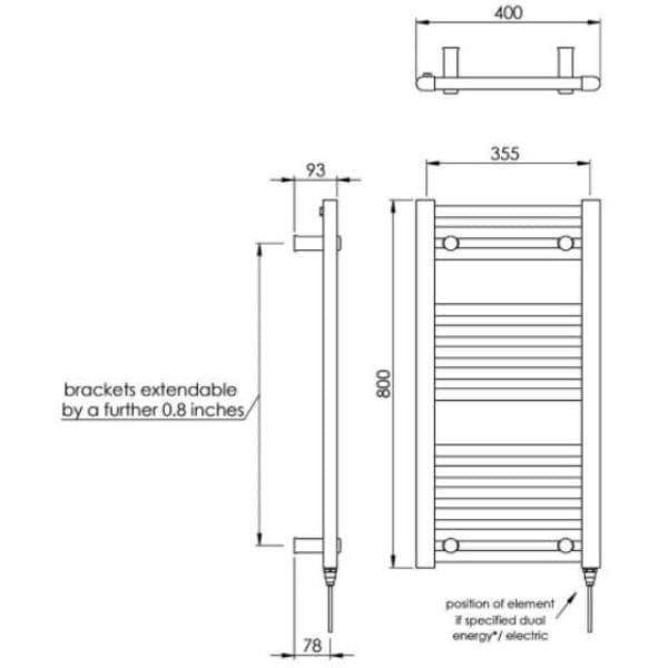 Vogue Vogue Focus Straight Towel Rail in Chrome