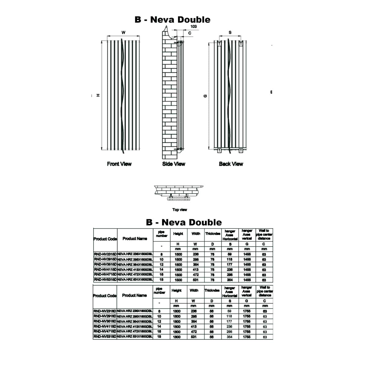 Reina Panel Radiator Reina Neva Vertical Double Panel Central Heating Radiator