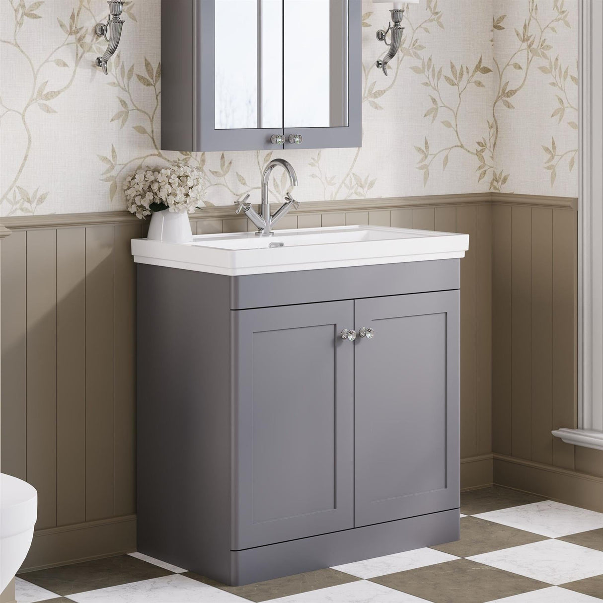 Aquarius Bathrooms Floor Standing Vanity Unit Aquarius Leighton 800mm Floor Standing Two Door Vanity Unit with Basin