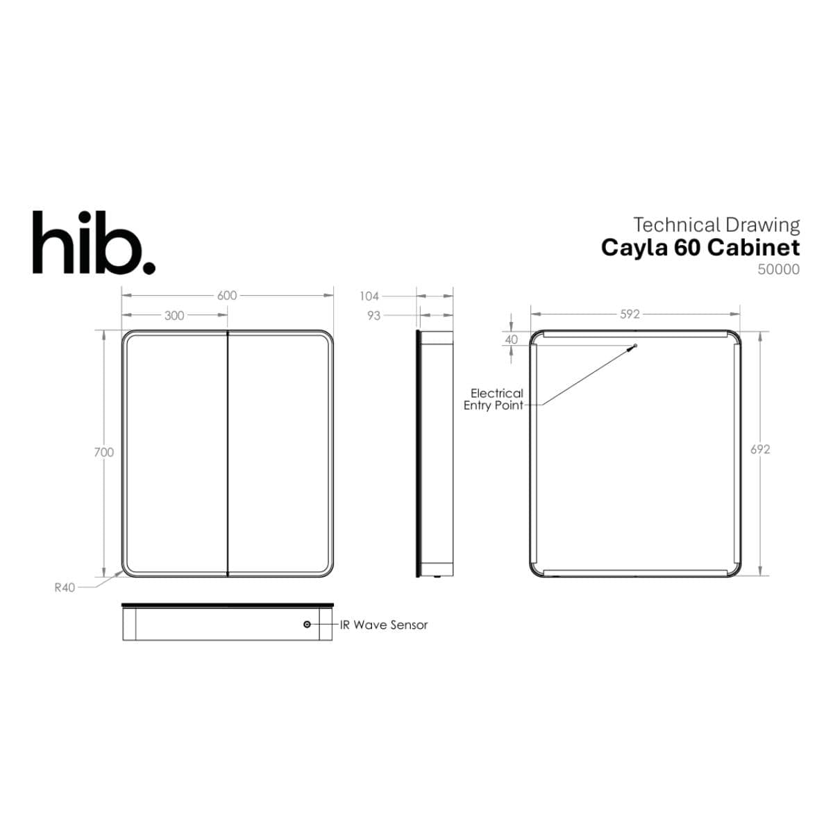 hib. Mirrored Cabinet hib. Cayla Slim LED Mirror Cabinet