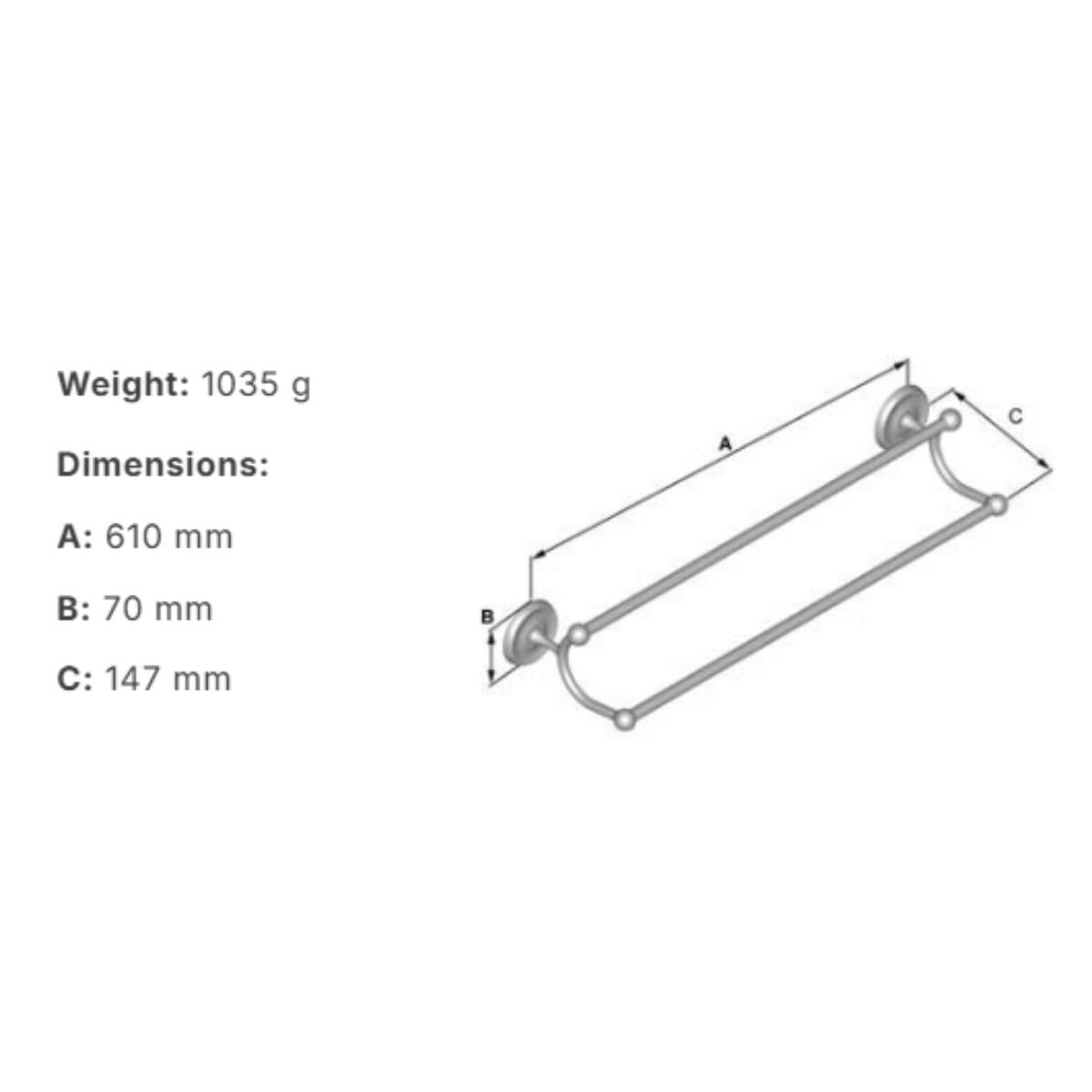 Smedbo Villa Traditional Double Towel Rail
