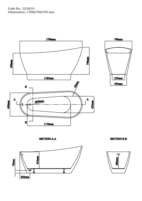 Eastbrook Roll Top and Slipper Freestanding Bath 1525 x 740mm Eastbrook Wickham Freestanding Slipper Bath in Gloss White