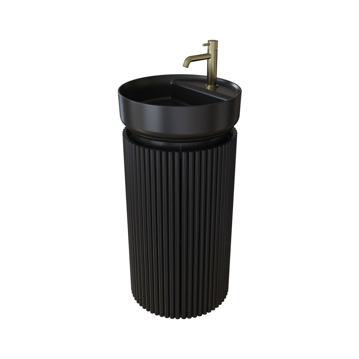 Saneux Oxford 400mm Floor Standing Round Fluted Vanity Unit with Basin