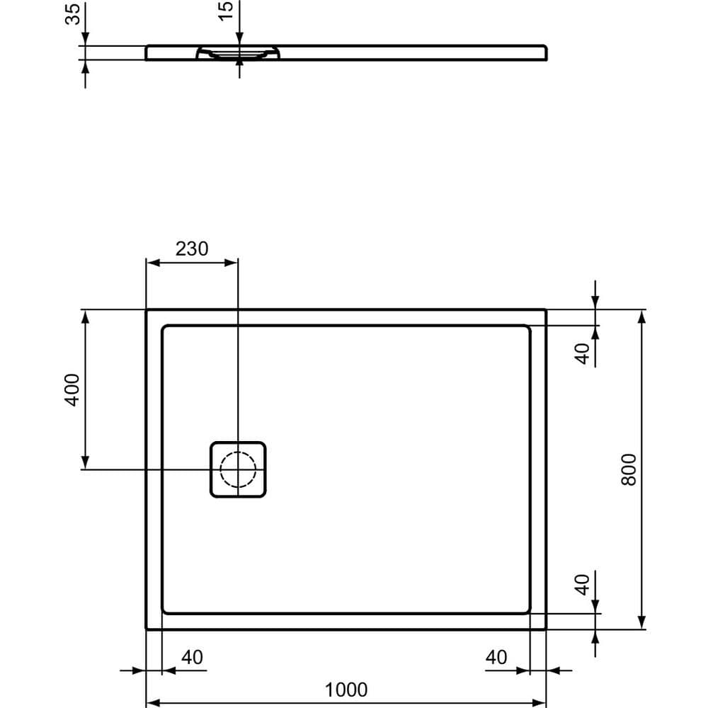 Ideal Standard Rectangle Shower Tray Ideal Standard Ultra Flat EVO 35mm Shower Tray in Silk White with Waste