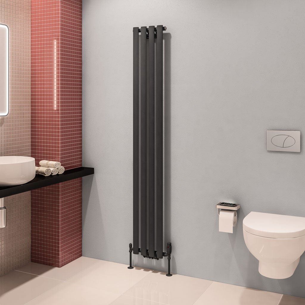 Eastbrook Designer Towel Radiator 1800 x 280mm Eastbrook Tunstall Straight Vertical Designer Radiator in Matt Anthracite