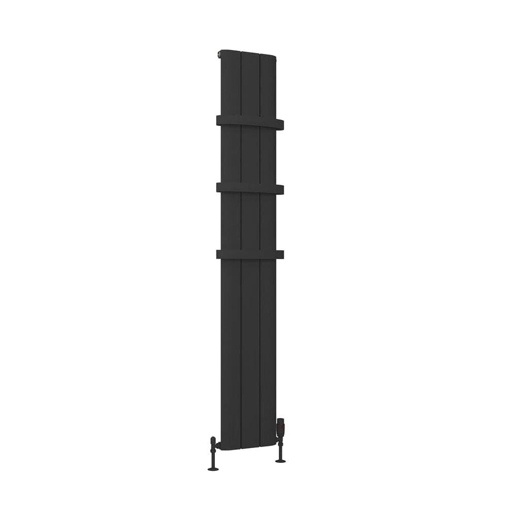 Eastbrook Panel Radiator Eastbrook Peretti Straight Vertical Aluminium Radiator in Matt Black