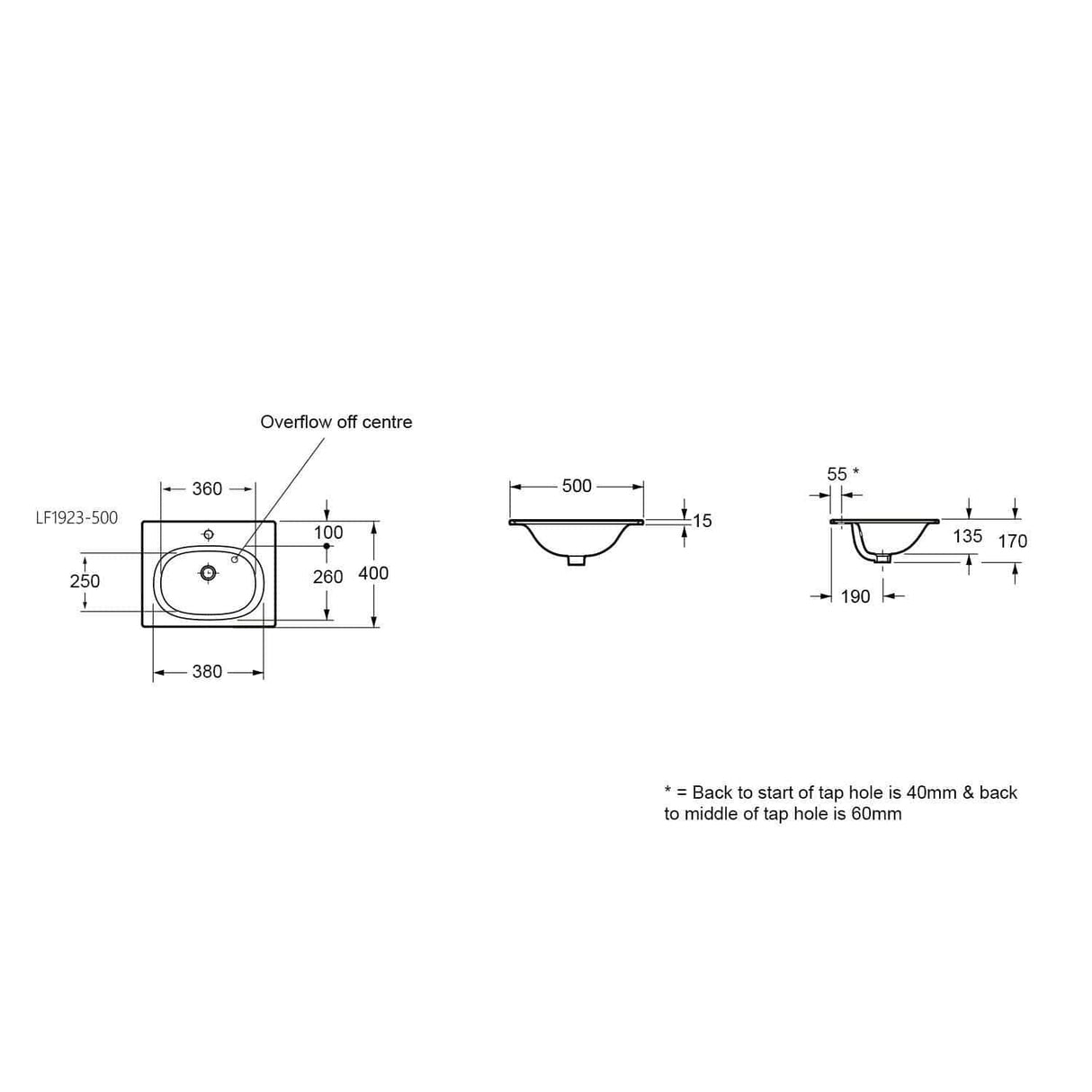 Imex Floor Standing Vanity Unit Imex Croma Floor Standing Three Door 500mm Vanity Unit with 1 Tap Hole Basin
