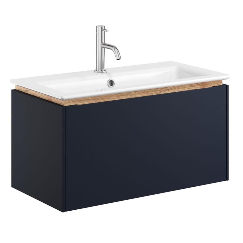 Crosswater Wall Mounted Vanity Unit Indigo Blue / 700mm / 1 Tap Hole Basin Crosswater Mada Wall Mounted Vanity Unit