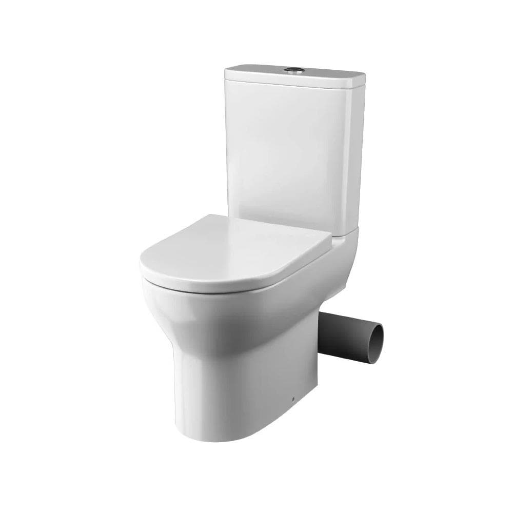 Tissino Close Coupled Toilet Right Hand / Chrome Tissino Nerola Rimless Closed Coupled Toilet - Right or Left Soil Exit - with Soft Close Wrapover Seat
