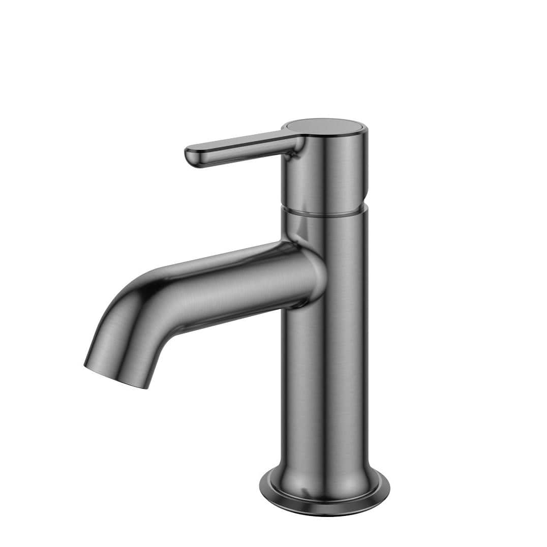 Flova Mono Basin Tap Gun Metal Flova Moonlight Mini Basin Mixer Tap with Clicker Waste