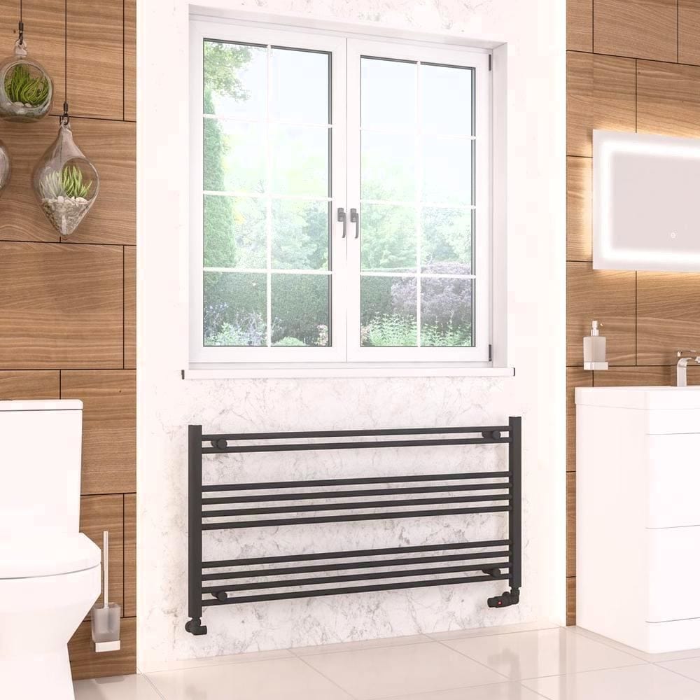 Eastbrook Wendover Straight Vertical Heated Towel Rail in Matt Black