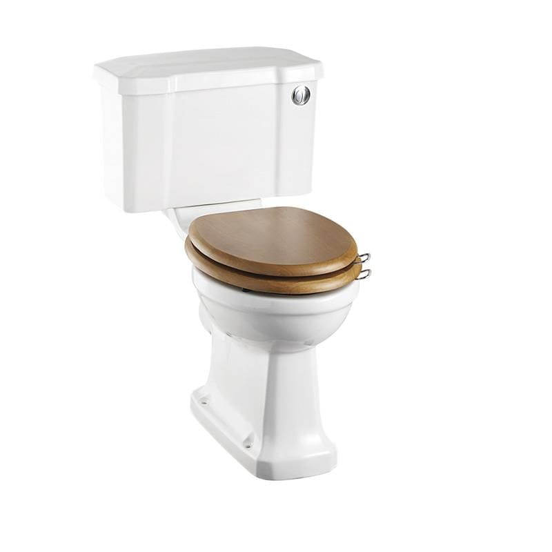 Burlington Comfort Height Toilet 520mm / Button / Chrome Burlington Regal Comfort Height Close Coupled Toilet