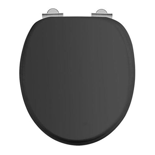 Burlington Toilet Seat Matt Black Burlington Soft Close Wooden Toilet Seat with Chrome Fittings