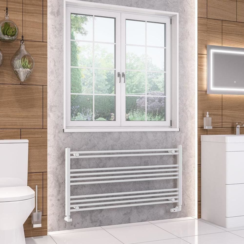 Eastbrook Ladder Rail 600 x 1200 / Central Heating Eastbrook Wendover Straight Horizontal Under Window Heated Towel Rail in White