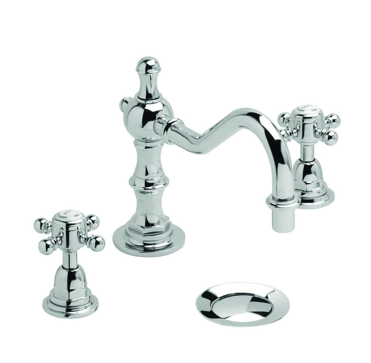 Heritage 3 Tap Hole Basin Set Chrome Heritage Hartlebury 3 Tap Hole Swivel Spout Basin Mixer Tap with Pop-Up Waste
