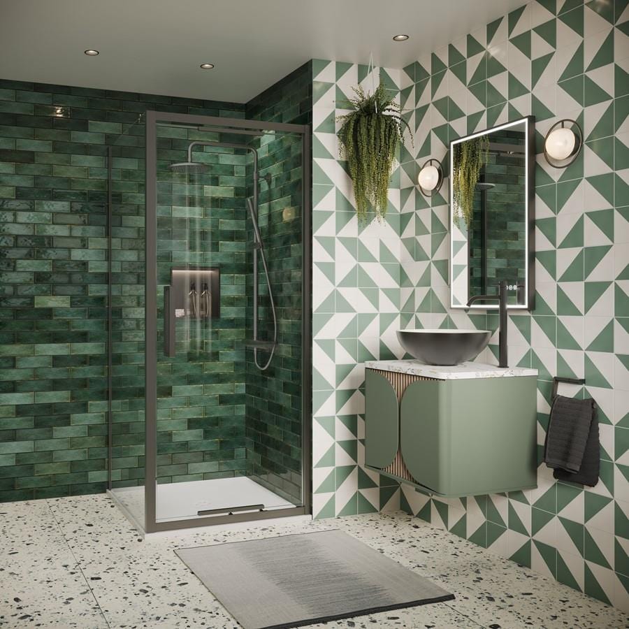 Crosswater In-Fold Shower Door Slate / 2000 x 900 Crosswater Asura 8mm Infold Shower Door Side Panel