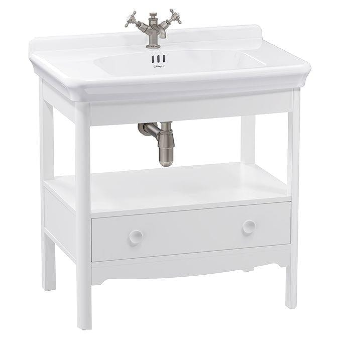 Burlington Floor Standing Vanity Unit Varley White / 1 Hole Burlington Guild Floor Standing 850mm Vanity Unit with Basin