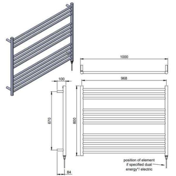 Vogue Ladder Rail Vogue Pearl Straight Ladder Towel Rail in Polished Stainless Steel