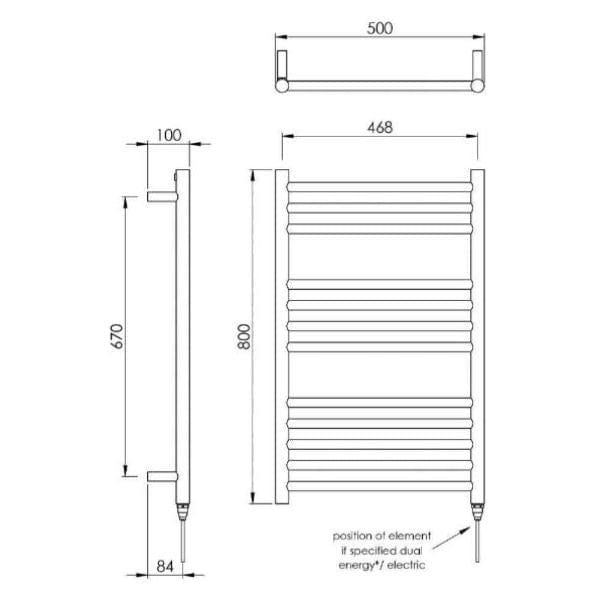 Vogue Ladder Rail Vogue Chube Straight Ladder Rail in Polished Stainless Steel