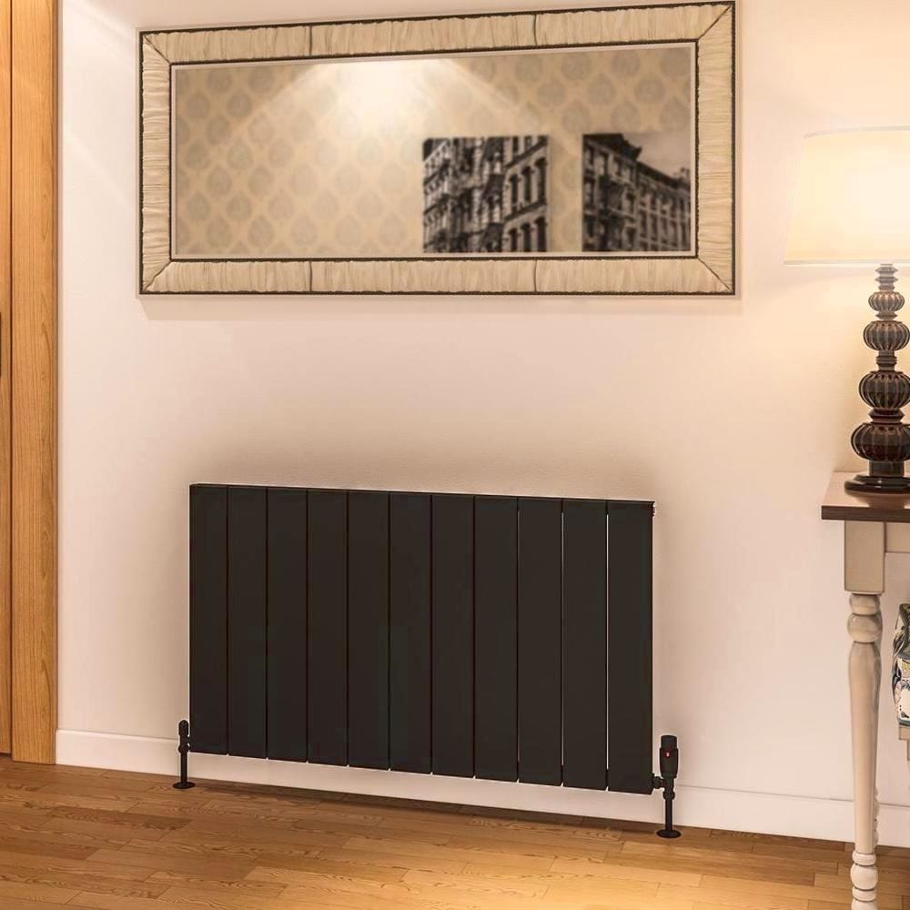 Eastbrook Panel Radiator 600 x 1040 / Electric Only Eastbrook Rosano Straight Horizontal Aluminium Radiator in Matt Black